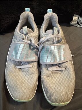 Nike Gray Sneakers with Mint Strap Accents